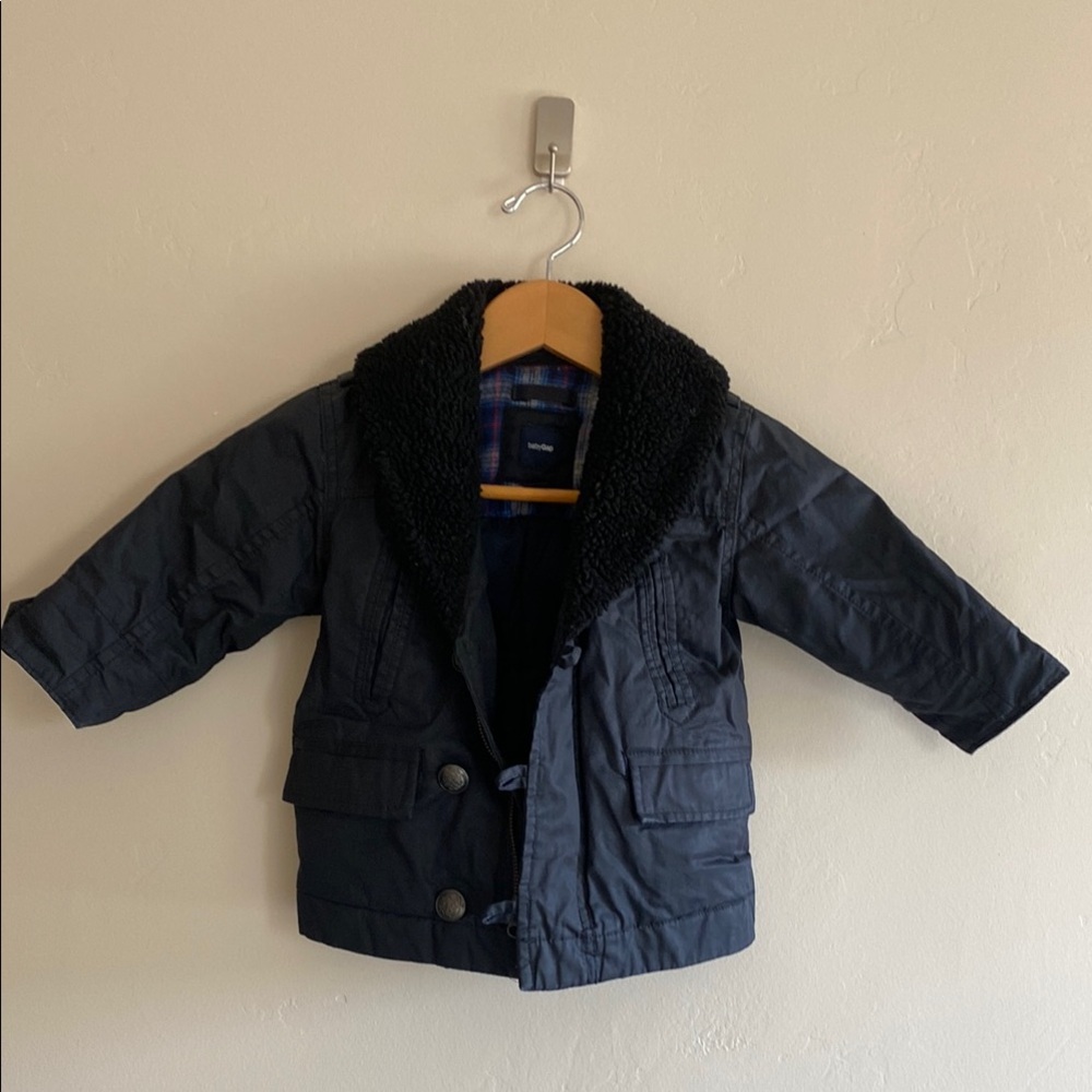 Toddlers GAP Navy Peacoat with Faux Fur Collar and Pockets